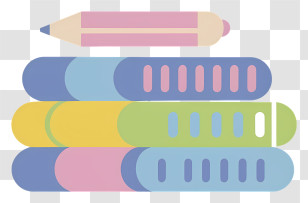 Colorful Books - Colorful Books And Pencil In Flat Cartoon Style Transparent PNG