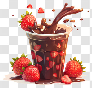 Chocolate Milk - Chocolate Drink With Strawberries Transparent PNG
