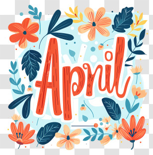 Hello April - April Illustration With Floral Spring Design Transparent PNG