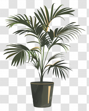 Potted Palm Tree - Illustration Of A Potted Palm Plant Transparent PNG