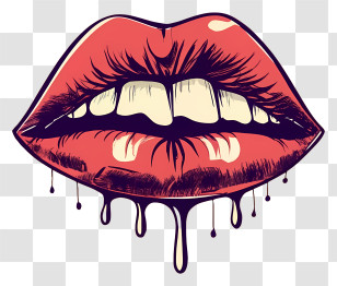 Lips - Artistic Dripping Lips Transparent PNG