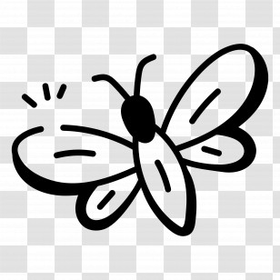 Butterfly - Butterfly Doodle Illustration In Black And White Transparent PNG