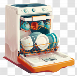Dishwasher With Dishes - Dishwasher Filled With Clean Dishes Transparent PNG