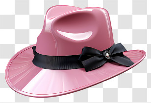 Hat - Pink Hat With Black Ribbon And Stylish Design Transparent PNG