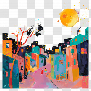 Summer Night - Colorful Urban Street Art Transparent PNG