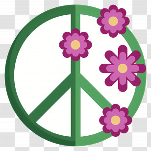 Peace Sign - Peace Symbol With Flowers Transparent PNG