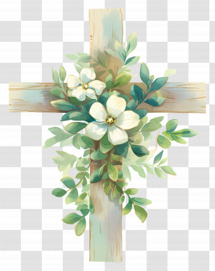 Christian Cross - Floral Cross With White Flowers Transparent PNG