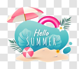 Beach - Summer Beach Scene With Items Transparent PNG