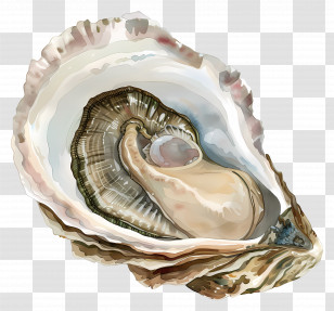 Oyster - Open Oyster With Pearl Inside Transparent PNG