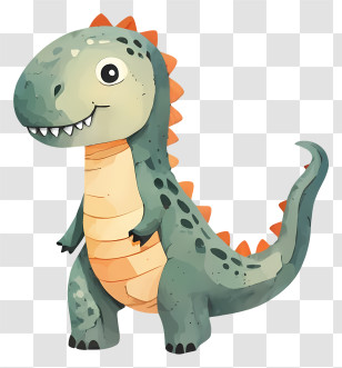 Cartoon Dinosaur - Cute Cartoon Dinosaur With Orange Spikes Transparent PNG