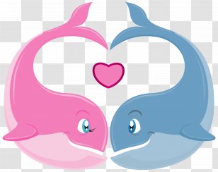 Valentine's Day Couple Heart Clip Art - Watercolor - Whales PNG Clipart Image Transparent PNG