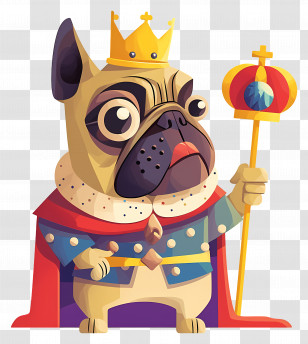 French Bulldog King - Pug King Cartoon Illustration Transparent PNG