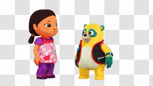 Special Agent Oso - Girl And Yellow Bear In Conversation Transparent PNG