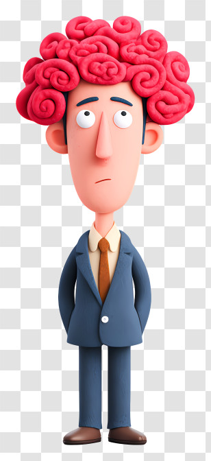 Businessman With Brain Hair - Cartoon Character With Red Hair Transparent PNG