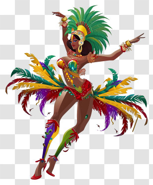 Flat Brazilian Samba Dancer - Samba Dancer In A Colorful Celebration Costume Transparent PNG