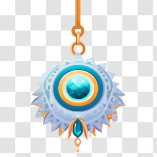 Nazar Amulet - Blue Gem Pendant With Golden Chain Transparent PNG