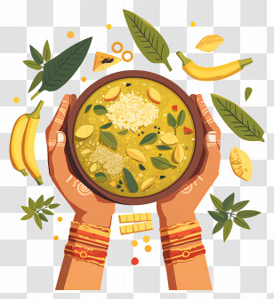 Indian Food - Traditional Meal With Bananas Transparent PNG