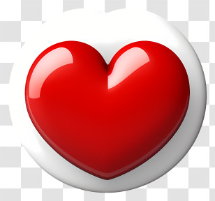 Heart - Red Glossy Heart On White Background Transparent PNG