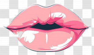 Pink Kiss - Glossy Pink Lips Artwork Transparent PNG