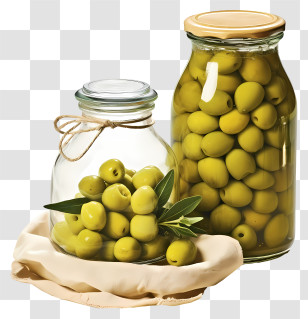 Watercolor Green Olives In Jar - Illustration Of Glass Jars Filled With Green Olives Transparent PNG