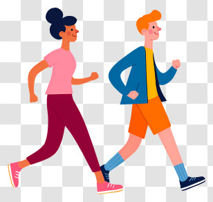 Couple Jogging Side By Side - Walking Couple In Flat Style Transparent PNG