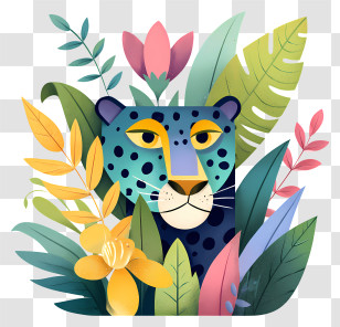 Jaguar Peering Through Foliage - Leopard In Jungle Illustration Transparent PNG