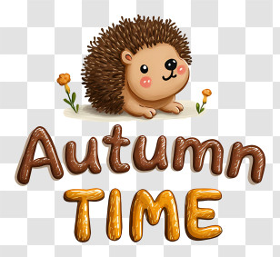 Autumn Logo Word - Adorable Hedgehog Autumn Time Illustration Transparent PNG