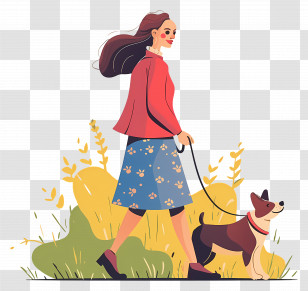 Woman Walking Dog - Woman Walking Dog In A Nature Scene Transparent PNG