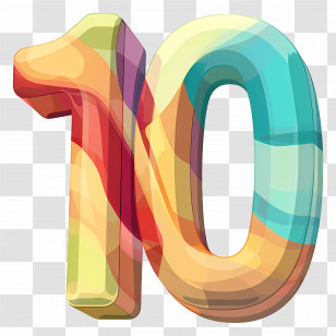 Number 10 - Colorful Number 10 Transparent PNG
