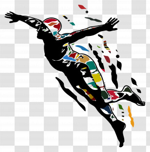 Swimmer Silhouette - Colorful Diving Person Illustration Transparent PNG