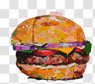 Oil Painting - Colorful Burger Illustration Transparent PNG