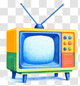 Vintage Television - Colorful Retro TV With Antenna Transparent PNG