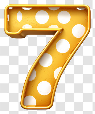 Number 7 Gold - Yellow Polka Dot Number Seven Transparent PNG