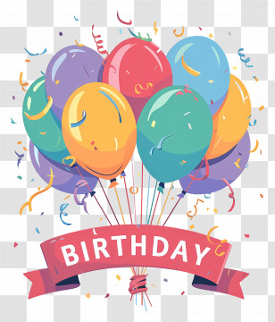 Birthday Balloon - Colorful Balloons With Confetti For Birthday Transparent PNG