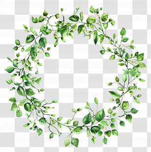 Green Leaf Wreath - Green Leaf Wreath With Branches Transparent PNG