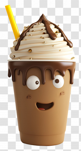 Frappe - Cute Milkshake With Whipped Cream And Chocolate Transparent PNG