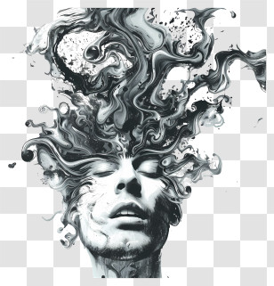 Mental - Abstract Face With Black And White Swirling Patterns Transparent PNG