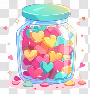 Mason Jar With Heart - Jar Filled With Colorful Heart-Shaped Candies Transparent PNG