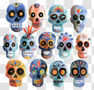 Sugar Skulls - Colorful Sugar Skulls For Day Of The Dead Transparent PNG