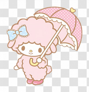 My Sweet Piano - Pink Sheep With Polka Dot Umbrella Transparent PNG