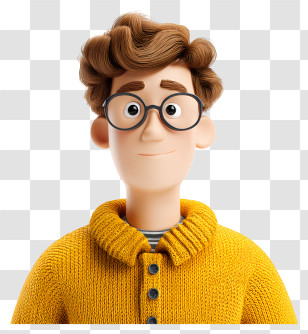 Student Avatar - Cartoon Character In Yellow Sweater Transparent PNG