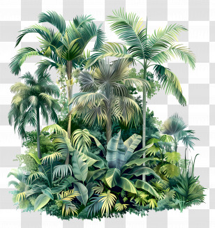 Jungle Rainforest - Lush Green Tropical Plant Collection Transparent PNG