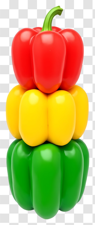 Bell Pepper - Stacked Red Yellow Green Bell Peppers Transparent PNG