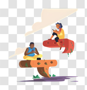 Cartoon - People Communicating On Platforms Transparent PNG