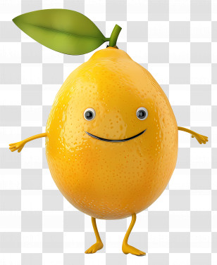 Lemon Kawaii - Smiling Lemon Character Illustration Transparent PNG