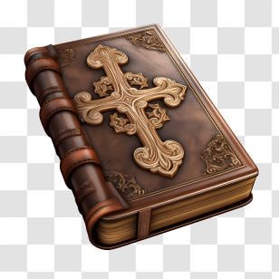 Bible With Cross - Ornately Decorated Holy Book With Cross Transparent PNG