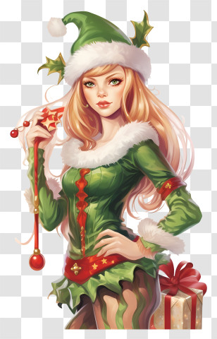 Elf Costume - Festive Christmas Elf Character Transparent PNG