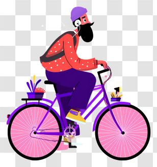 Riding Bike - Cartoon Man Riding Bicycle Transparent PNG