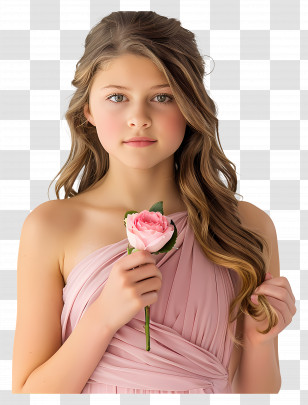 Teenage Girl - Girl Holding A Flower Transparent PNG