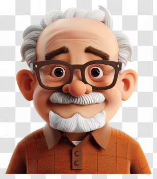 Grandfather - Smiling Elderly Man With Glasses Transparent PNG